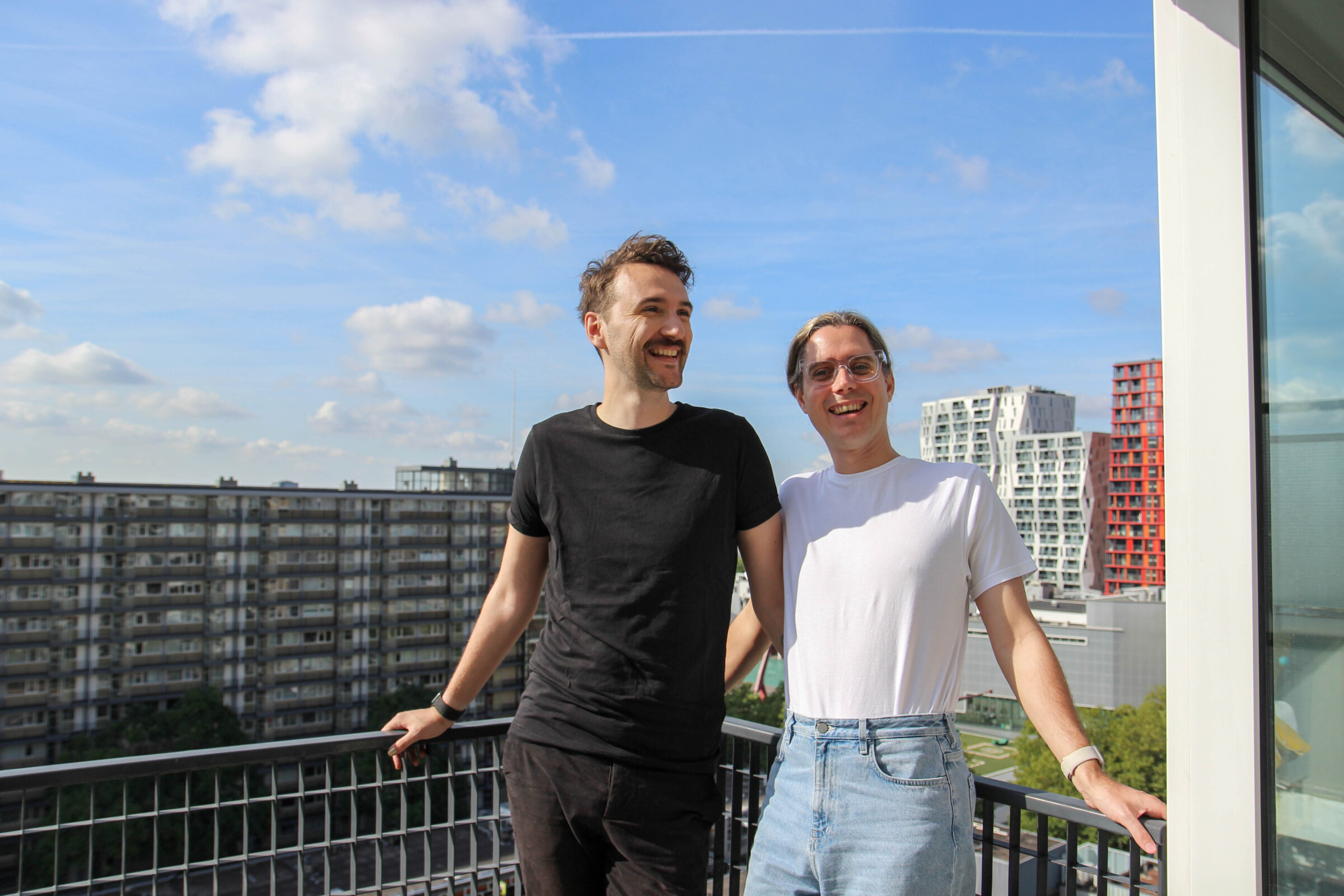 On the balcony Anthony and Dane
