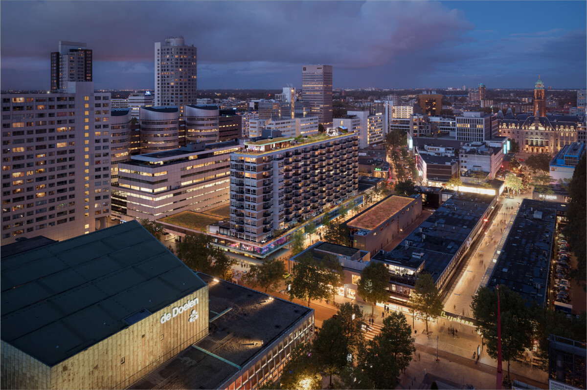 Cityhouse luchtfoto nacht