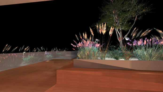 3 D model van daktuin The Lobby verlichting