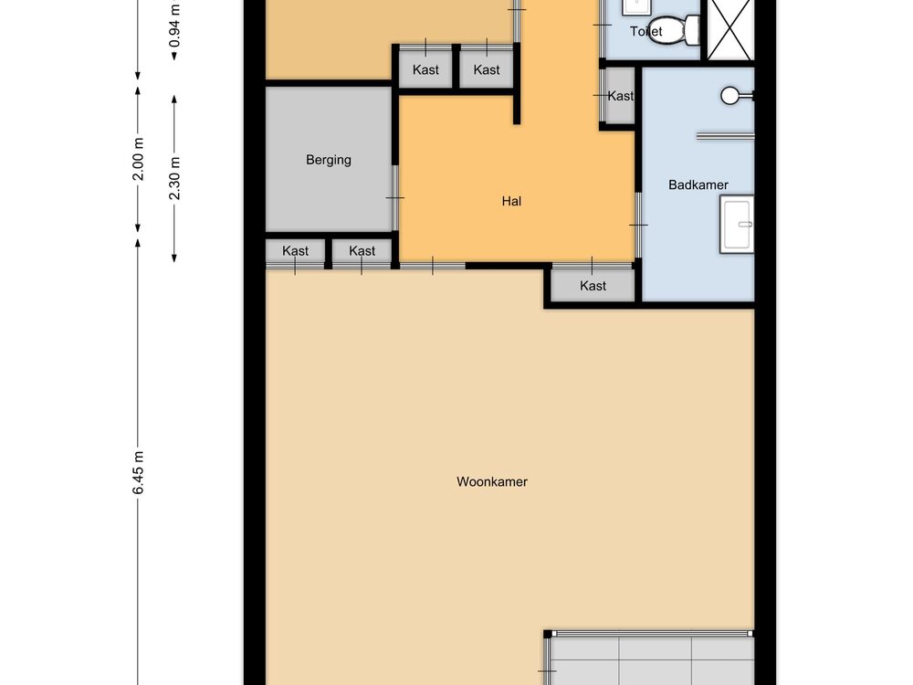 Type B appartement City House Floorplan plattegrond geel