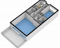 Type A City House 3 D Floorplan blauw